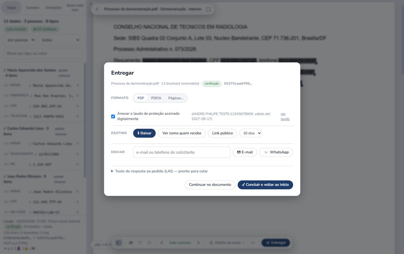 Painel Entregar do Tarjo com laudo assinado, formatos e destinos